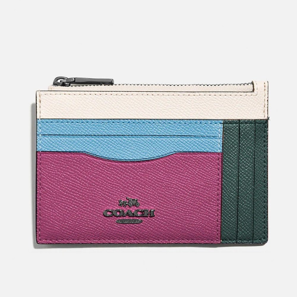 Coach NWT Large Leather Card Case Zipper Wallet Colorblock